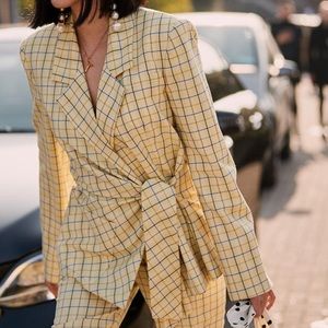 Tibi yellow plaid blazer